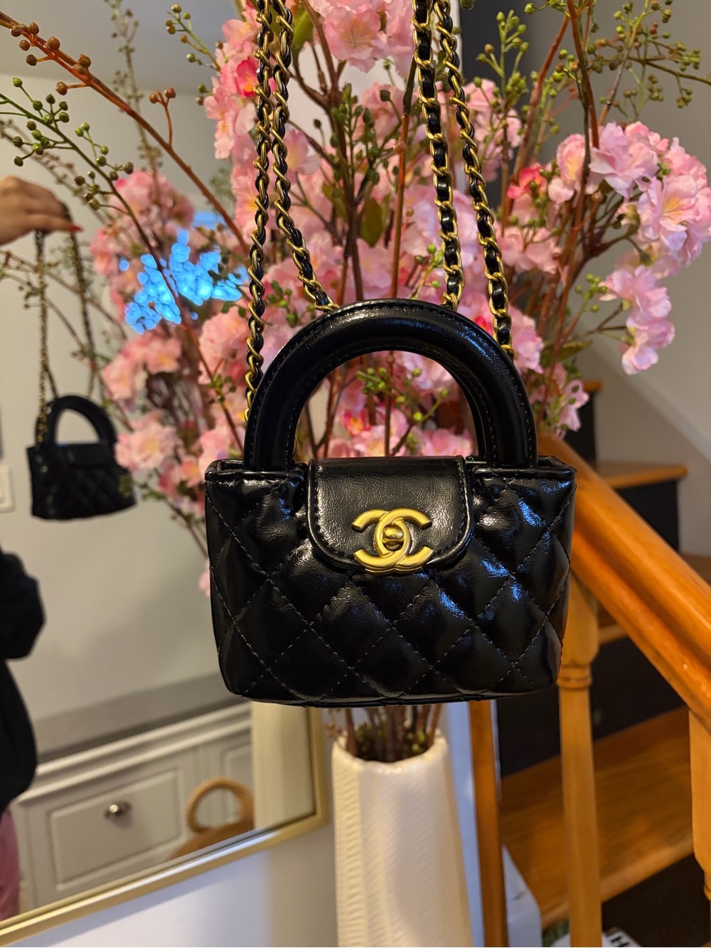 Rare VIP Mini Quilted Top Handle Crossbody Bag – Black & Gold - Picture 8 of 10